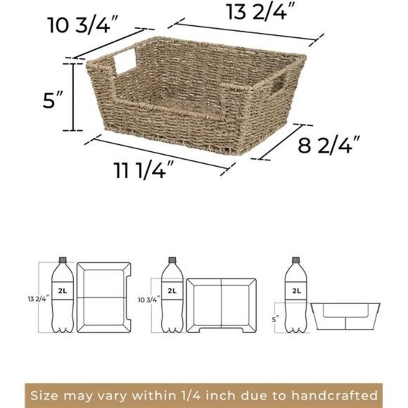 Seagrass Wicker Baskets for Storage, Pantry Baskets Organization and Storage - Picture 2 of 7
